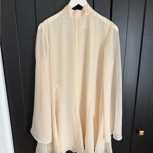 Reformation Ivory Sheer High-Neck Mini Dress